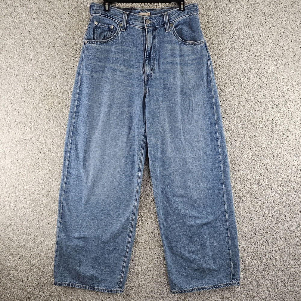 Levis Cinch Baggy Jeans Wide Leg High Rise Light Wash Adjust Waist Sz 29 29x30